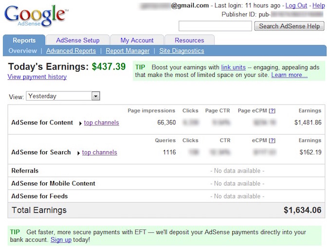 google adsense for content and search