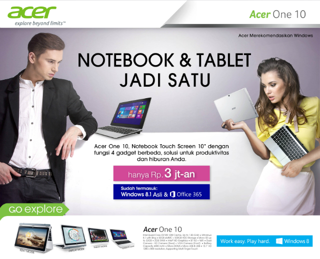 laptop tablet Acer One 10 Notebook Hybrid