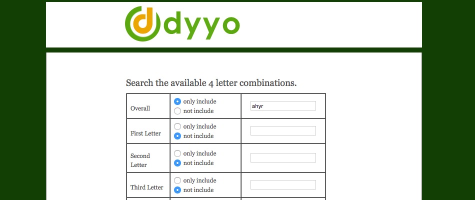 dyyo The four 4 letter domain name specialist